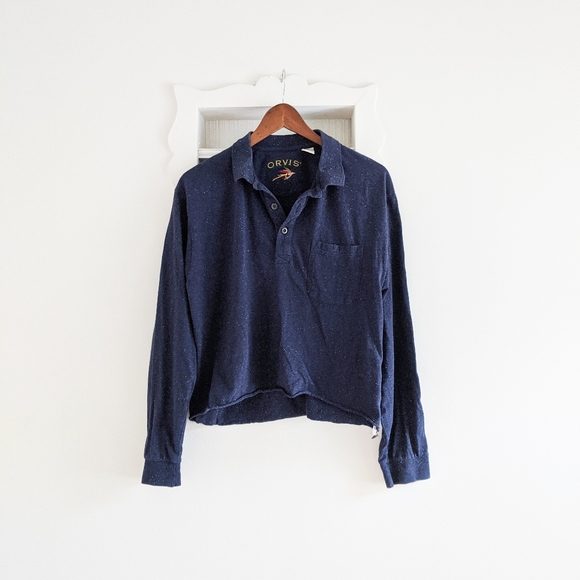 Orvis Tops - Speckled Orvis Henley Crop Top